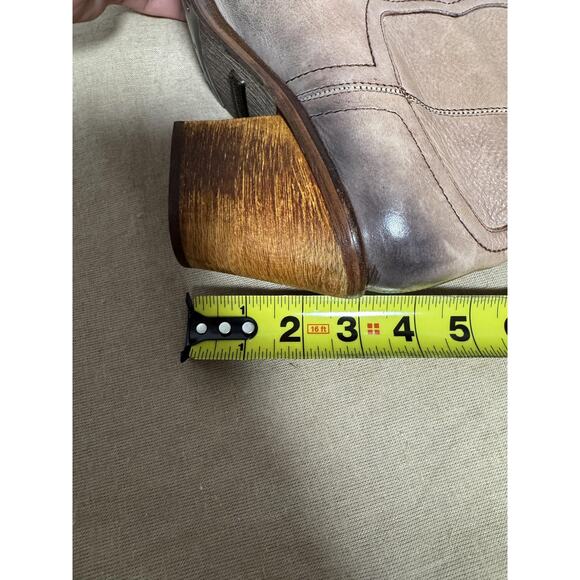 Sam Edelman Boots Womens Size 7.5 Taupe Nile Western Cowboy Leather Stacked Heel - Picture 14 of 14